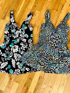 Lot of 2 Maxine of Hollywood/24 & Ocean Women Sz 14 Skirted One Piece Swimsuits